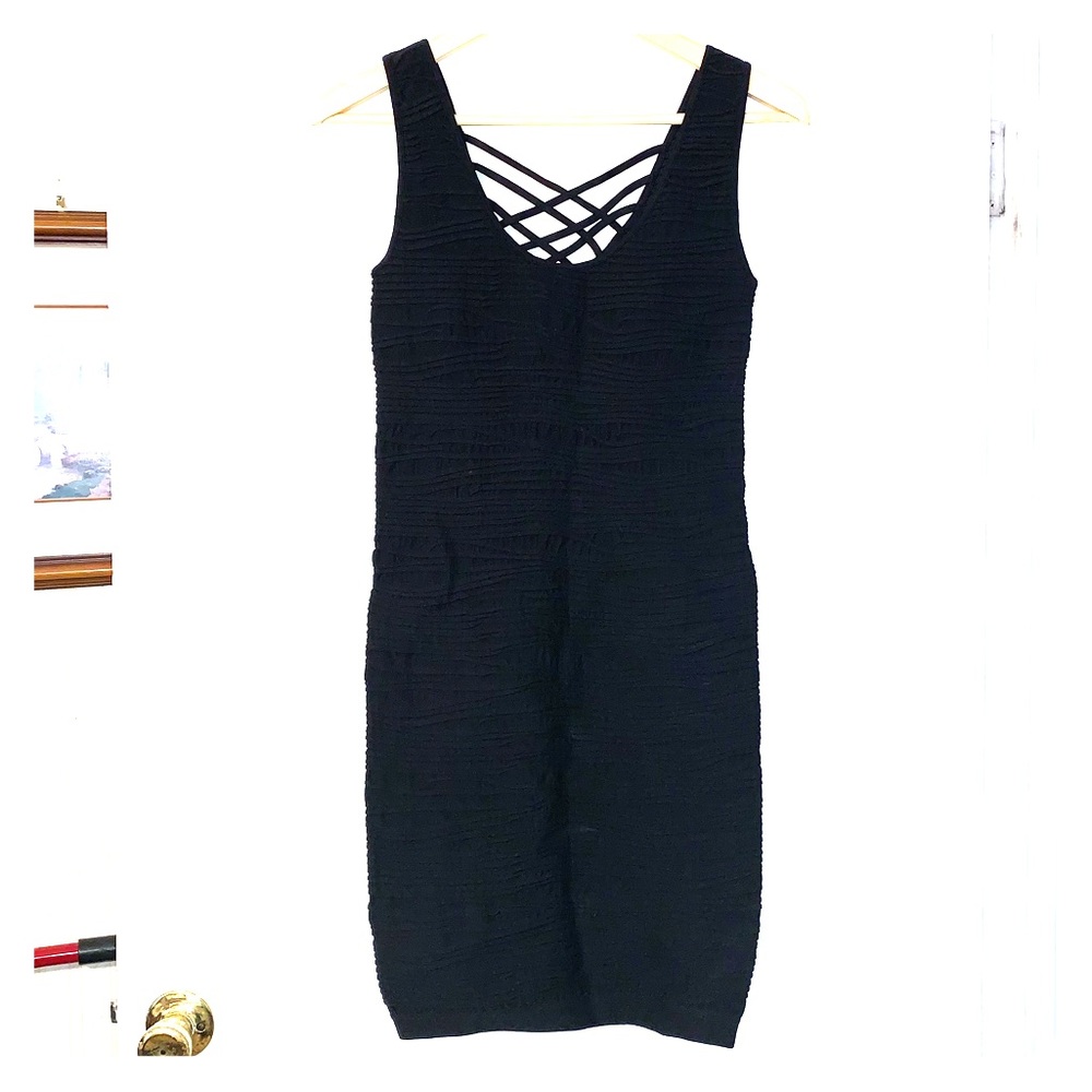 Bebe Bodycon Strappy  Form Fitting Textured Dress
